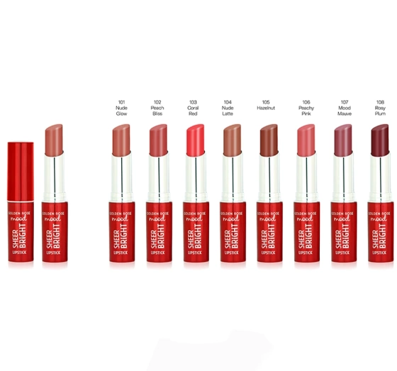 رژلب گلدن رز مدل شیر برایت شماره 106