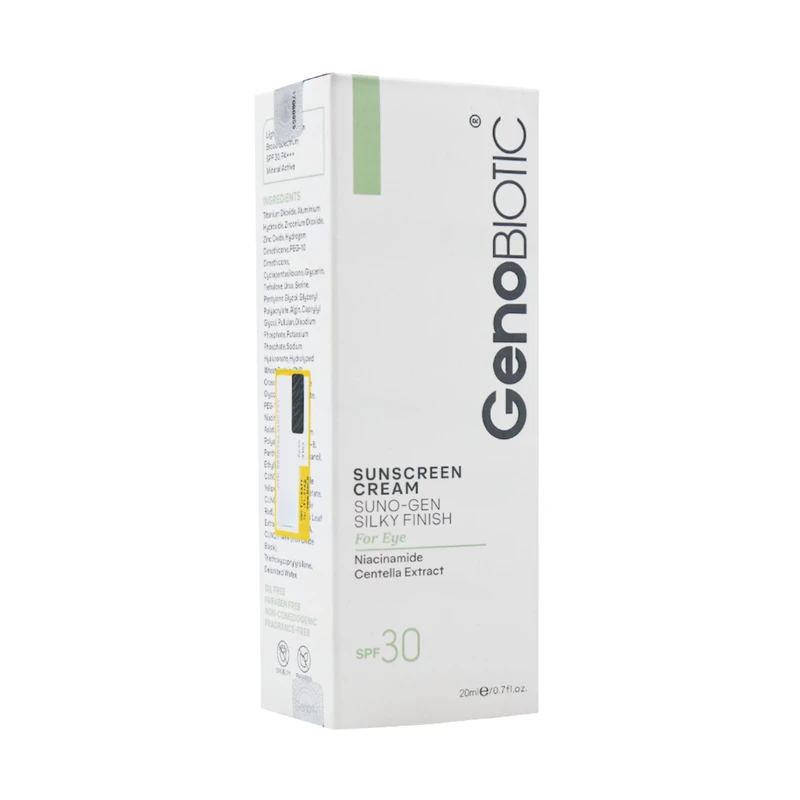 کرم ضد آفتاب رنگی دور چشم ژنوبایوتیک SPF 30 مدل SUNO-GEN محافظ در برابر اشعه UVA و UVB مناسب برای انواع پوست حجم 20 میلیلیتر