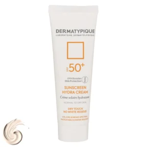 کرم ضدآفتاب بی‌رنگ درماتیپیک +SPF50 مدل هیدرا مناسب انواع پوست، حجم 50 میلی‌لیتر