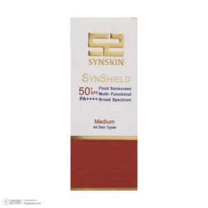 فلوئید ضد آفتاب رنگی ساین اسکین SPF 50 مدل Syn shield مناسب انواع پوست وزن 50 گرم
