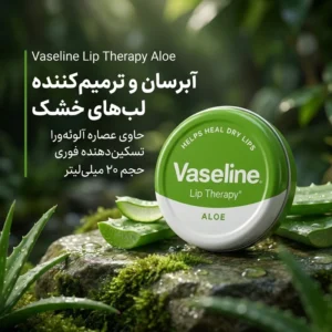 بالم لب آبرسان وازلین مدل Aloe حجم 20 میلی‌لیتر تقویت‌کننده و ترمیم‌کننده لب‌های خشک و حساس