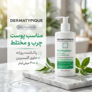 ژل پاک‌کننده آرایش صورت درماتیپیک مدل شوینده پوست چرب و مختلط، مناسب پوست چرب حجم 400 میلی لیتر