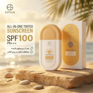 کرم ضد آفتاب رنگی استیلن، SPF 100، مدل All-In-One، مناسب انواع پوست با تنالیته متوسط و حجم 100 میلی‌لیتر، ضدآب، محافظت‌کننده در برابر اشعه‌های UVA و UVB و مرطوب‌کننده، PA+++، آبرسانی عمیق و طولانی‌مدت پوست، با ماندگاری 2 ساعته