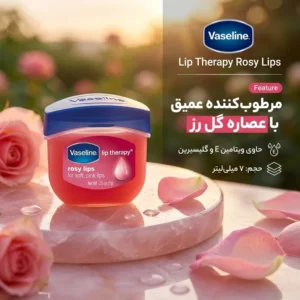 بالم لب مرطوب کننده وازلین مدل ROSE با عصاره آلوئه ورا، ویتامین E، گلیسیرین حجم 7 میلی‌لیتر