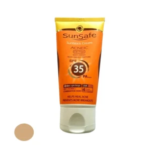 کرم ضدآفتاب و آنتی‌آکنه سان‌سیف رنگ بژ روشن مدل SPF35، مناسب پوست‌های چرب، حجم 50 میلی‌لیتر