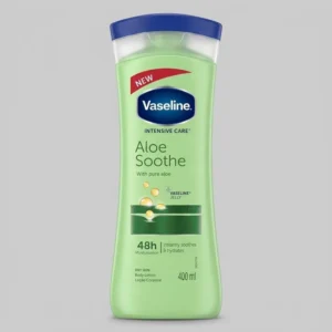 لوسیون بدن وازلین مدل Aloe Soothe حجم 400 میلی‌لیتر، آبرسان قوی، حاوی عصاره آلوئه ورا و ویتامین E، فاقد چربی، جذب سریع، مرطوب‌کننده پوست‌های نرمال تا خشک، با ماندگاری 48 ساعت و رایحه دلپذیر
