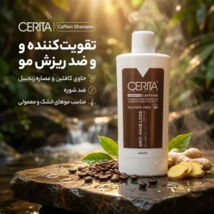 شامپو تقویت کننده و ضد ریزش مو سریتا مدل Caffein، سازگار با موهای خشک و نرمال حجم 200 میلی‌لیتر