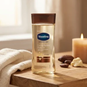 روغن بدن وازلین مدل Cocoa Butter حجم 200 میلی‌لیتر حاوی کره کاکائو خالص، ترمیم‌کننده پوست خشک و حساس، جذب سریع، حفظ رطوبت و ایجاد حس بدون چربی