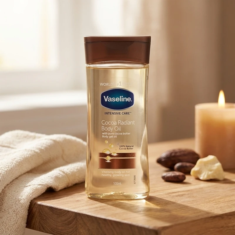 روغن بدن وازلین مدل Cocoa Butter حجم 200 میلیلیتر حاوی کره کاکائو خالص، ترمیمکننده پوست خشک و حساس، جذب سریع، حفظ رطوبت و ایجاد حس بدون چربی