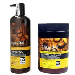 شامپو تقویت‌کننده و ترمیم‌کننده مو لایتنس مدل argan حجم 900 میلی‌لیتر به همراه ماسک مو لایتنس مدل argan oil حجم 1000 میلی‌لیتر