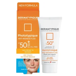 فلوئید ضد آفتاب بی‌رنگ صورت درماتیپیک SPF50 مدل ANTI-REDNESS FLUID محافظ در برابر UVA,UVB مناسب برای پوست قرمز و حساس حجم 40 میلی لیتر