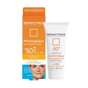 فلوئید ضدآفتاب بی رنگ درماتیپیک SPF 50 مدل Anti Redness ‌محافظ UVA ،UVB مناسب برای انواع پوست‌ حجم 40 میلی‌لیتر