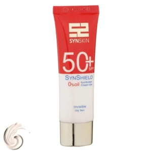 ژل کرم ضدآفتاب ساین اسکین بدون رنگ SPF50 مدل SynShield، مناسب پوست‌های چرب، حجم 50 میلی‌لیتر