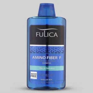 شامپو تقویت‌کننده مو فولیکا مخصوص موهای کم‌حجم و نازک، حجم 400 میلی‌لیتر مدل Amino Fiber، حاوی ویتامین‌های B7 و B6، بدون سولفات، برطرف‌کننده وز مو، آبرسان، محکم‌کننده، حاوی عصاره‌های سبوس برنج، رزماری