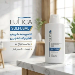 شامپو ضد شوره مو فولیکا مدل sulfusal حجم 200 میلی‌لیتر، تنظیم چربی پوست سر، مناسب انواع مو