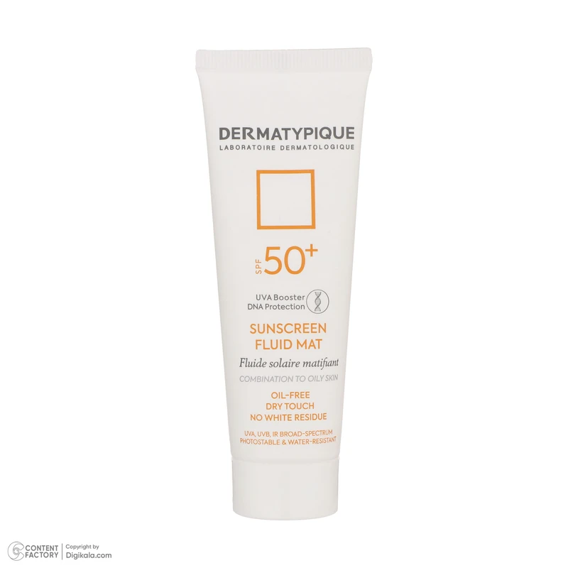 فلوئید ضدآفتاب بیرنگ درماتیپیک +SPF50 مدل SFM، مناسب پوستهای چرب، حجم 50 میلیلیتر